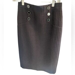 Elegant Black Pencil Skirt with Button Detail